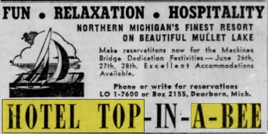 Hotel Top-In-A-Bee - May 1958 Ad (newer photo)